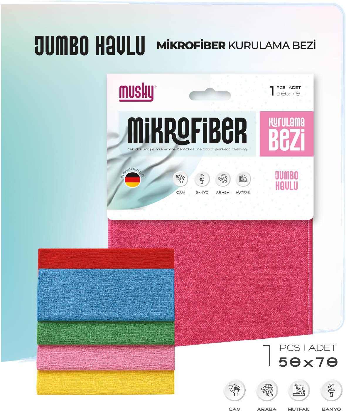 MUSKY 3'lü Sihirli Bez Cam Bezi 40*60cm Şekerpare Serisi