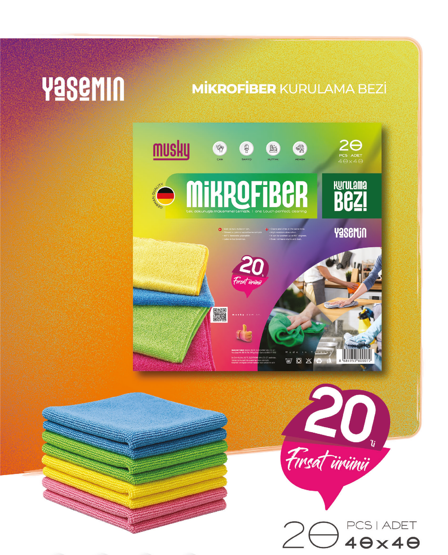 20'li Kurulama Bezi Renkli Yasemin