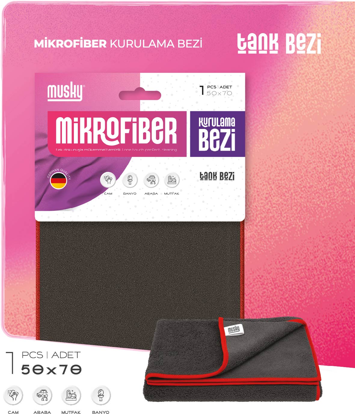 MUSKY 3'lü Sihirli Bez Cam Bezi 40*60cm Şekerpare Serisi