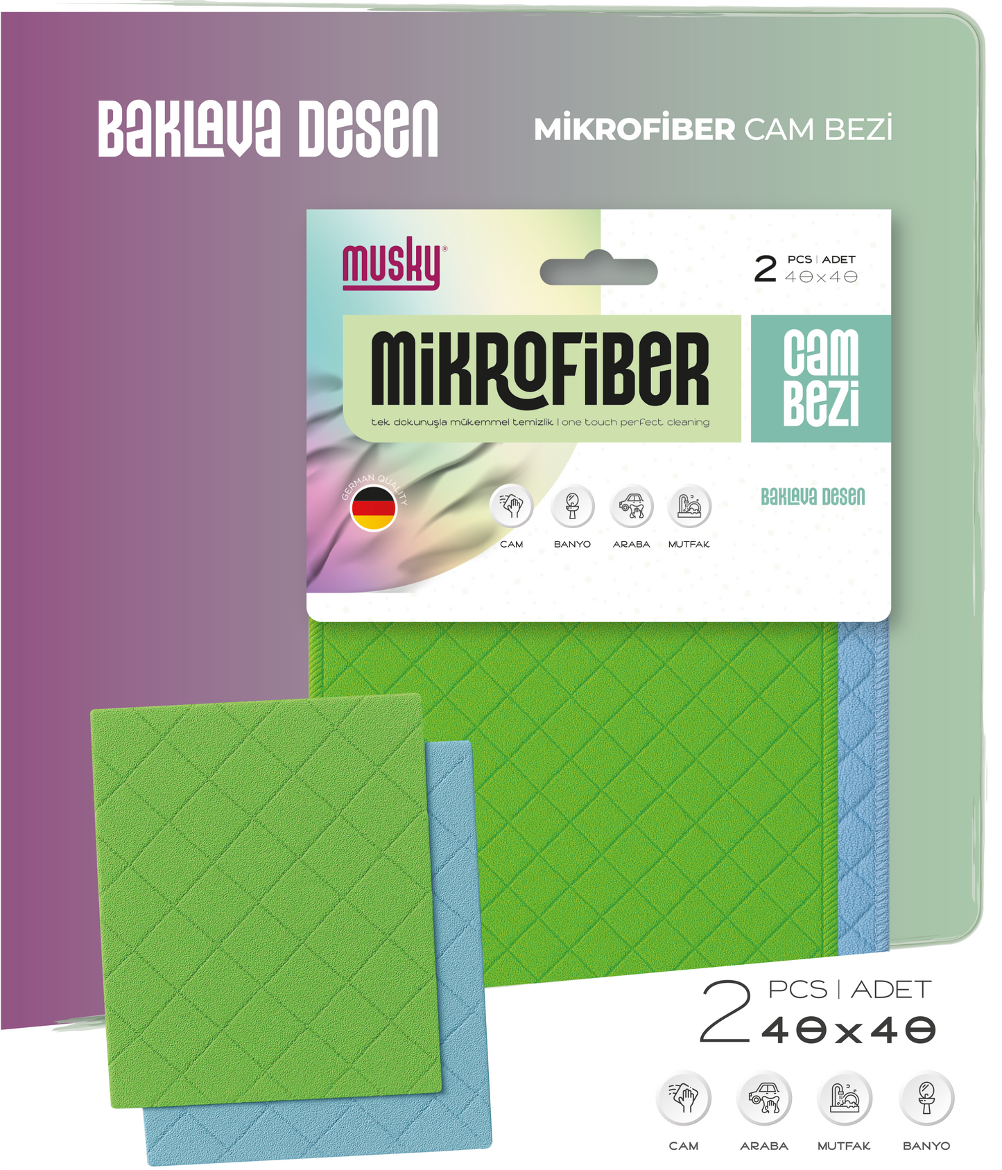 2'li Cam Bezi Baklava Desen 40*40