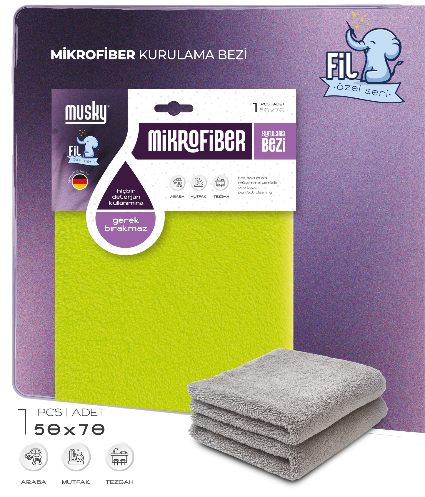 Ultra Kalın Fil Kurulama Bezi Araba, Yer, Tezgah 50*70