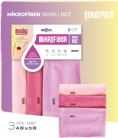 3'lü Sihirli Bez Cam Bezi 40*60cm Şekerpare