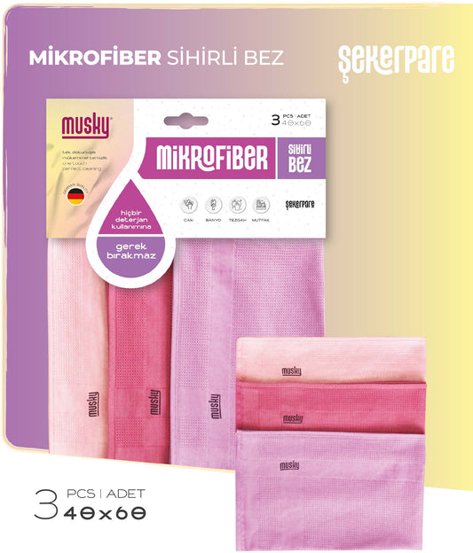 3'lü Sihirli Bez Cam Bezi 40*60cm Şekerpare