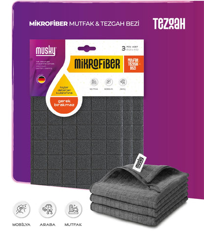 3'lü Tezgah Bezi 40*40cm Koku Yapmaz Tezgah